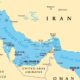 Map of the Persian Gulf region highlighting Saudi Arabia, Kuwait, UAE, Oman, Iran, and major cities such as Riyadh, Doha, Dubai, and Muscat.