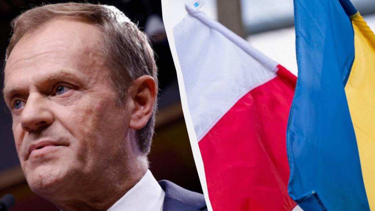 Close-up of a man in a suit speaking, with a split view showing French and Ukrainian flags on the right edge.