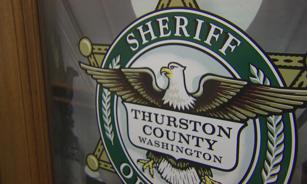 Seal of the Thurston County Sheriff's Office featuring an eagle with outstretched wings and the text Thurston County, Washington.