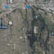 Aerial map with two labeled points: '5-year-old falls' on the left and '2-year-old falls' on the right, indicating incident locations by age group, near highways I-705 and I-5.
