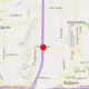 Red location pin on a north-south highway (purple line) on a city map near Lakeland North and Auburn, WA.
