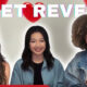 Three smiling women sit side by side in a bright background with pink text and red hearts in a banner-style image.