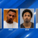 Four mugshots lined up with labels 2024, 2023, 2020, and 2017 against a blue background.