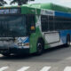 Public transit bus on a street, Route 41 to Downtown Tacoma via 56th Street, green and blue livery.