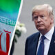Split image with an Iranian flag on the left and a serious man in a dark suit on the right, separated by a diagonal white divider.