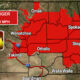 Map showing high fire danger area in red across central Washington and northern Idaho, with a flame icon and wind info box in upper left.