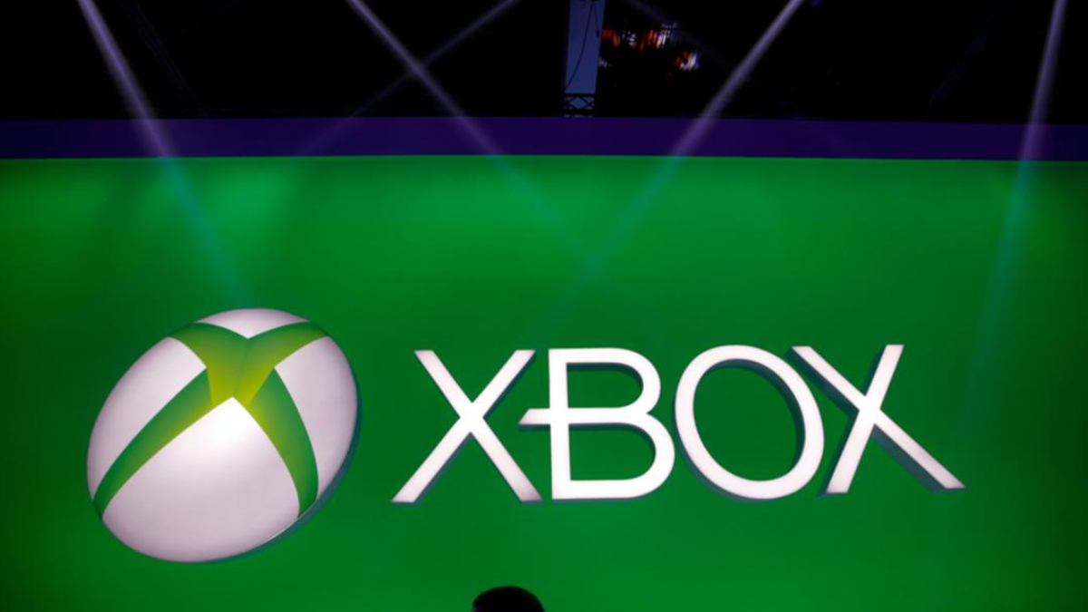 Xbox brand logo on a bright green backdrop, with a white and green spherical emblem adjacent to the word 'XBOX'