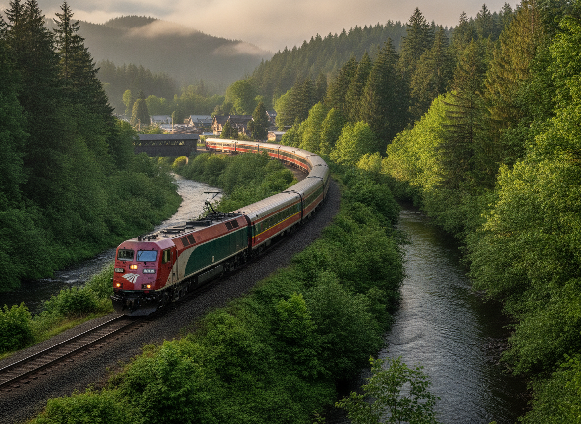 Пассажирский поезд Amtrak Cascades на маршруте Сиэтл — Портленд