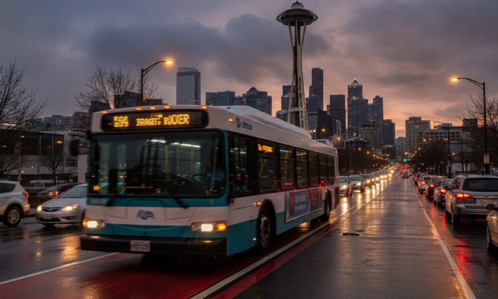 На Denny Way в Сиэтле полностью заработала выделенная полоса для автобусов