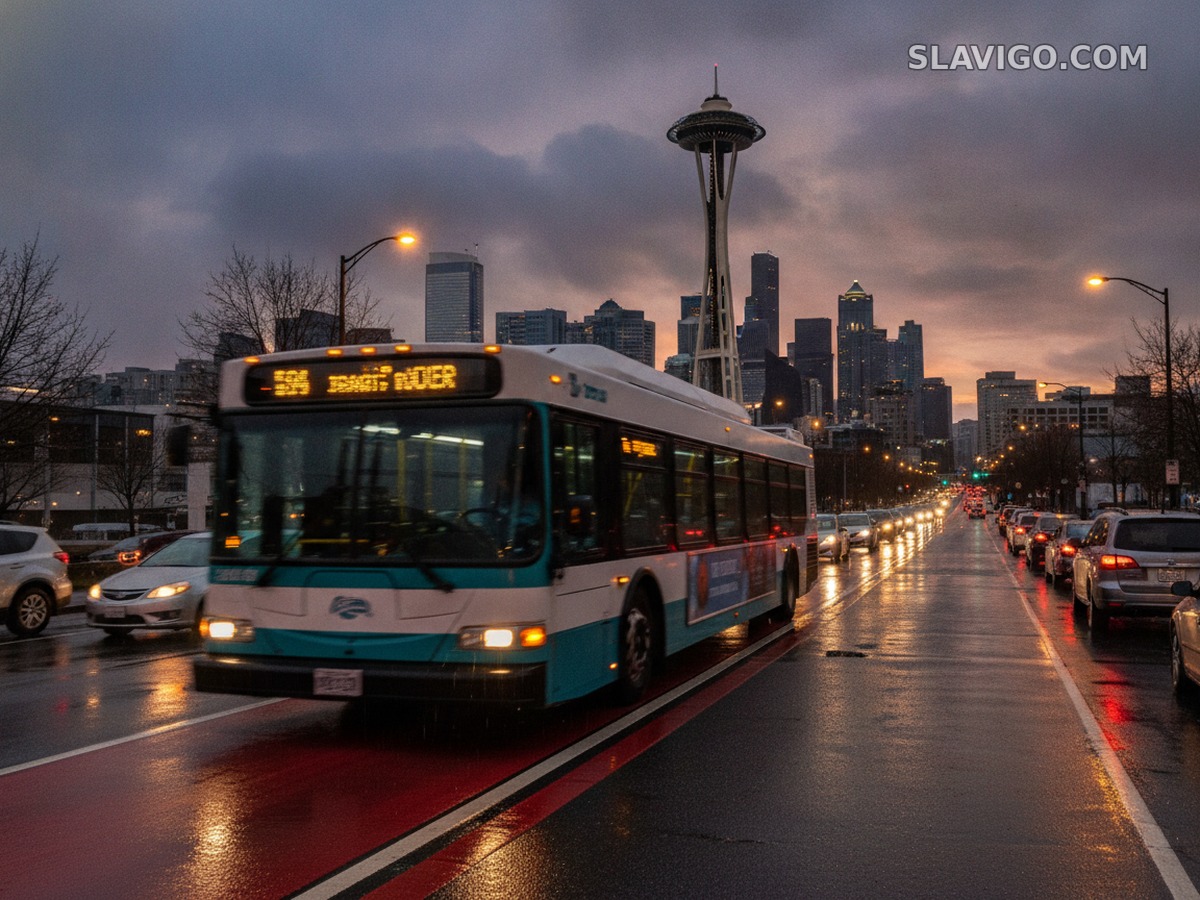 На Denny Way в Сиэтле полностью заработала выделенная полоса для автобусов