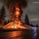 Пожарные тушат горящие деревья возле автомагистрали I-5 в Tumwater