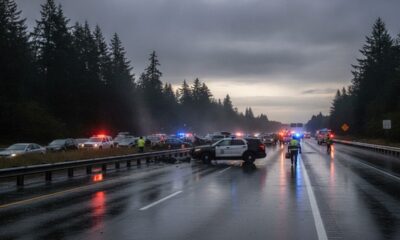 Последствия смертельной аварии после полицейской погони на I-5 возле Federal Way