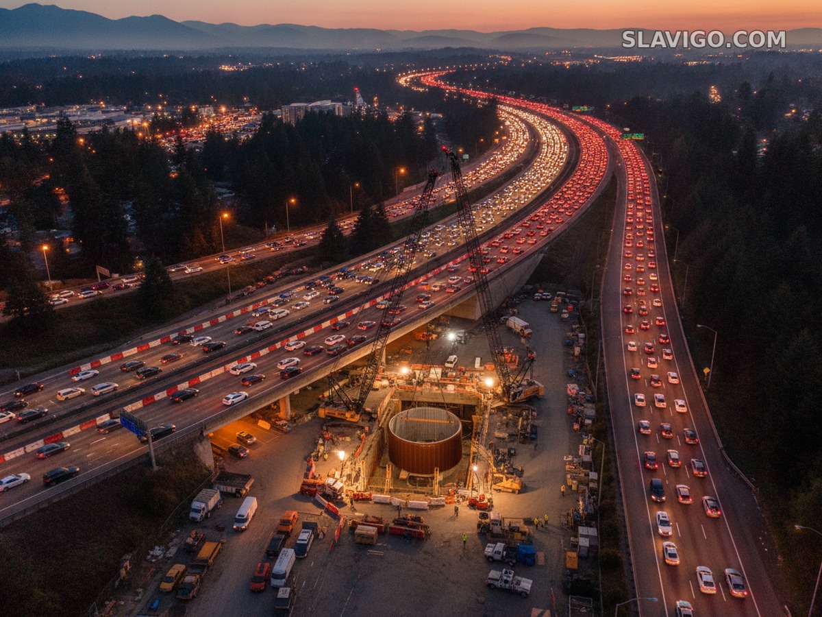 На I-405 в Kirkland ожидаются многокилометровые пробки