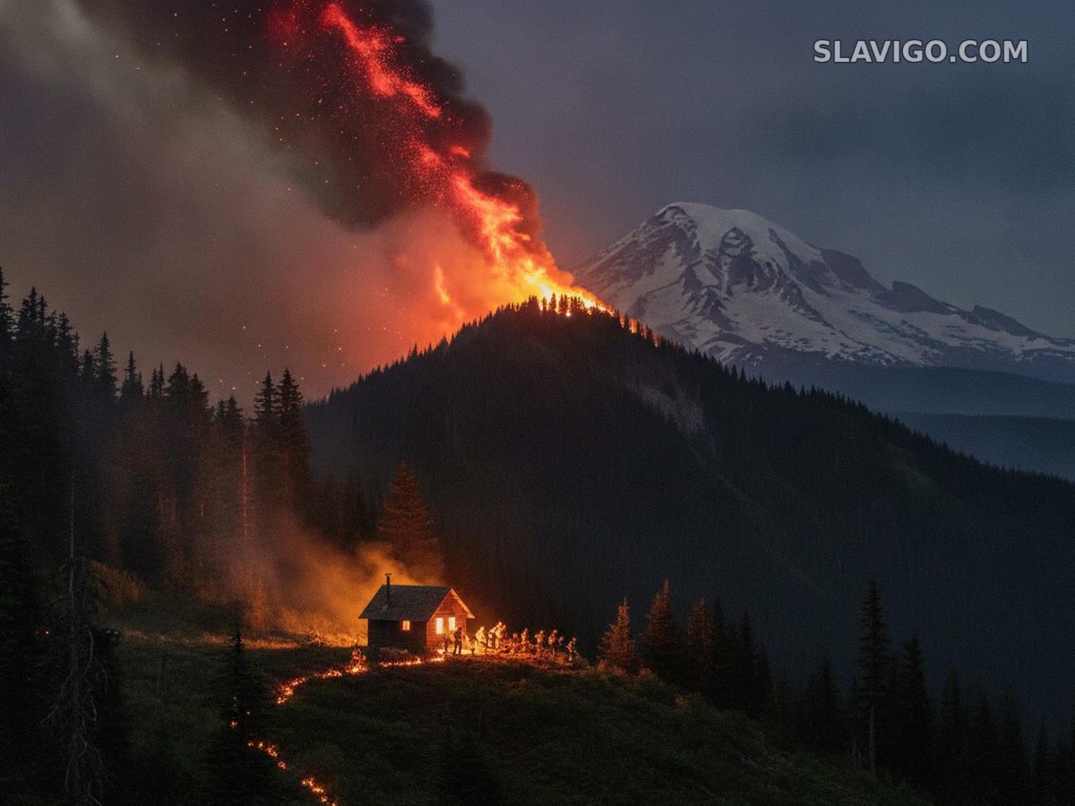 Молнии вызвали пять новых пожаров у Mount Rainier, огонь угрожал домику рейнджеров
