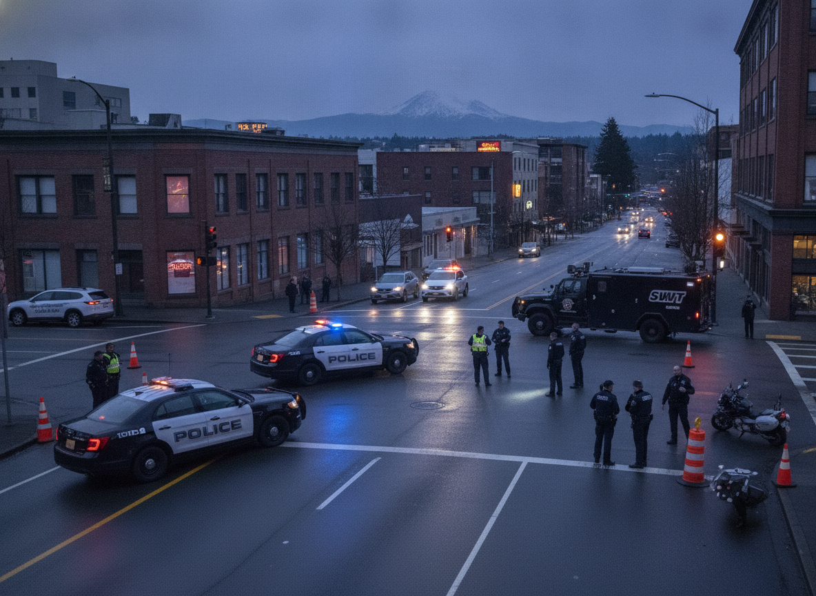 Полиция на месте ограбления на Rainier Avenue South в Сиэтле