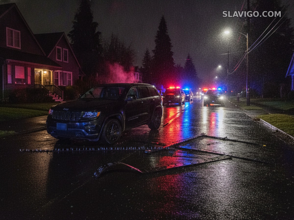 Опасная езда в Tukwila закончилась погоней и брошенным Jeep