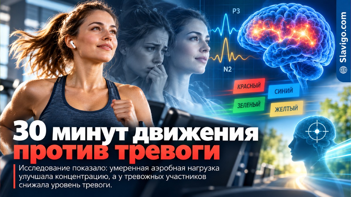 Одна аэробная тренировка снизила тревогу и улучшила контроль внимания