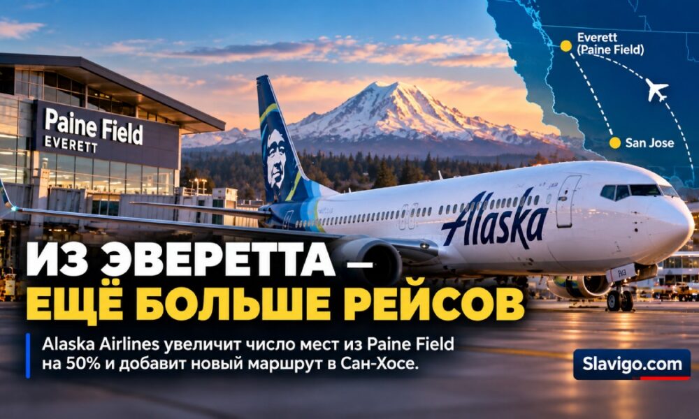 Alaska Airlines увеличит число мест из Paine Field на 50% и запустит рейсы в San Jose