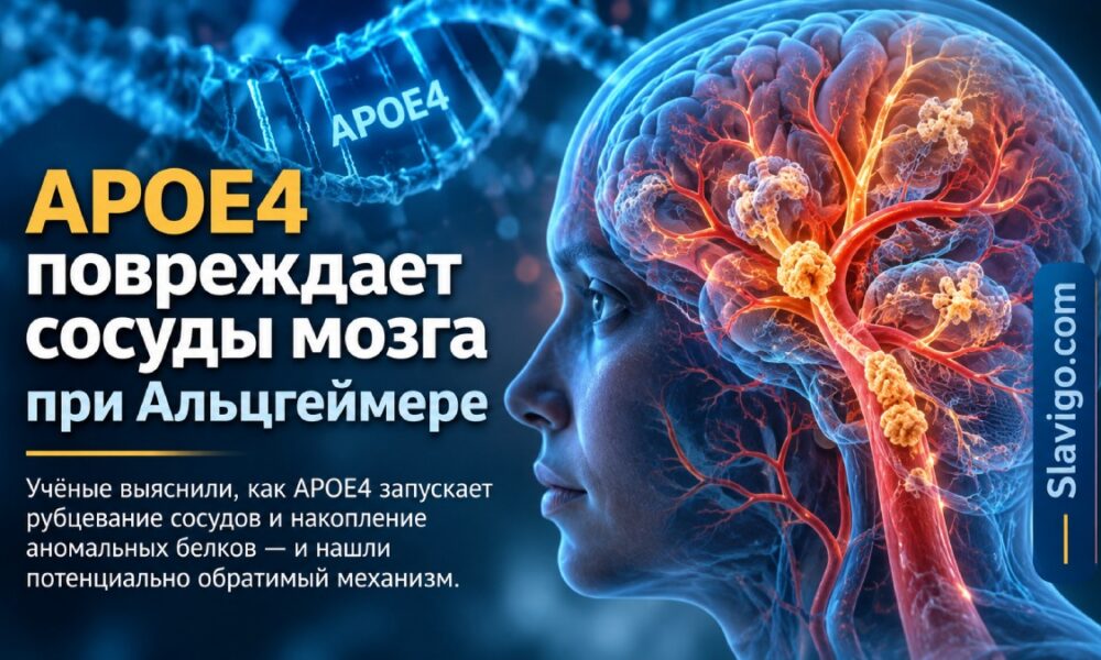 APOE4 связали с рубцеванием сосудов мозга и нарушением клеточной «уборки»