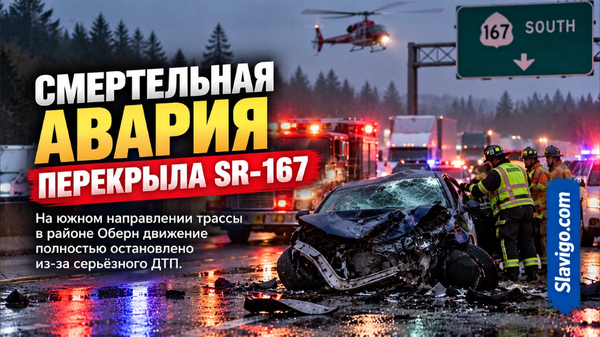Смертельное ДТП с мотоциклом перекрыло южное направление SR 167 в Auburn