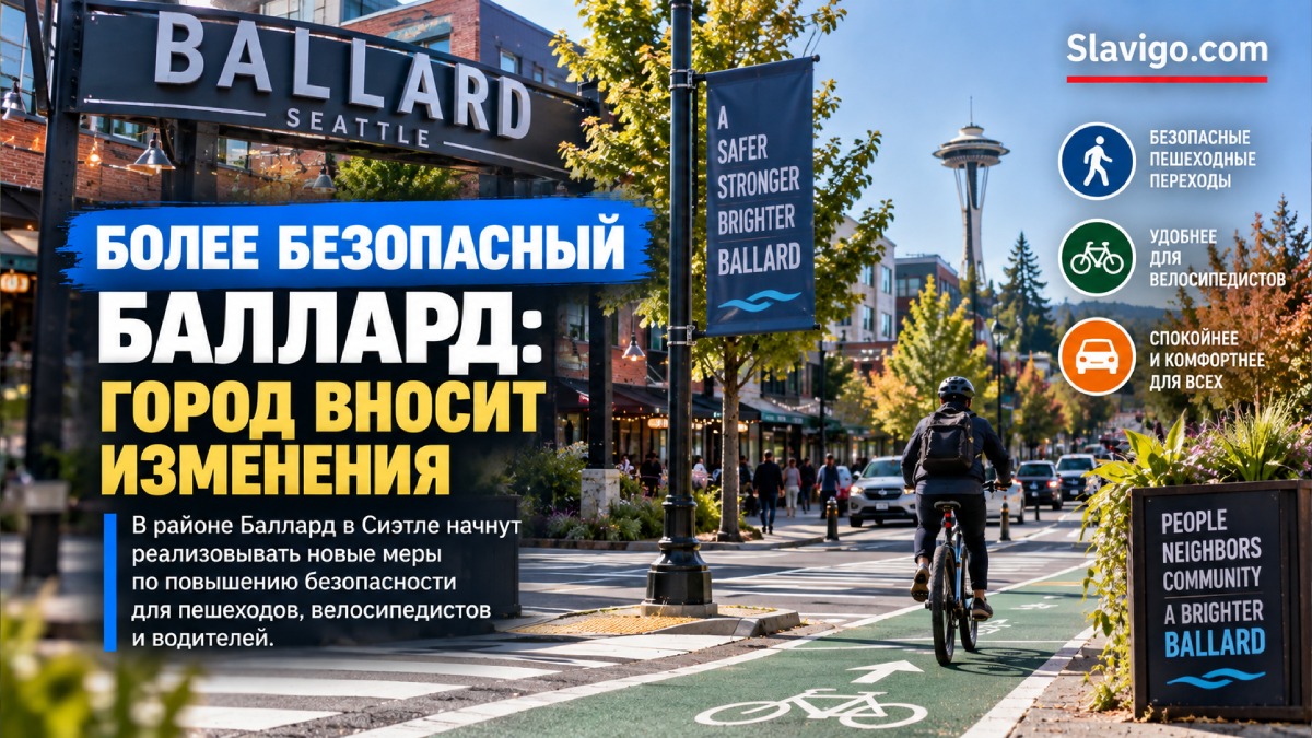 В Ballard добавят новые переходы, островки безопасности и 13 дорожных подушек