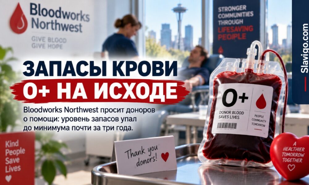 Bloodworks Northwest сообщает о минимальном с 2024 года запасе крови O+