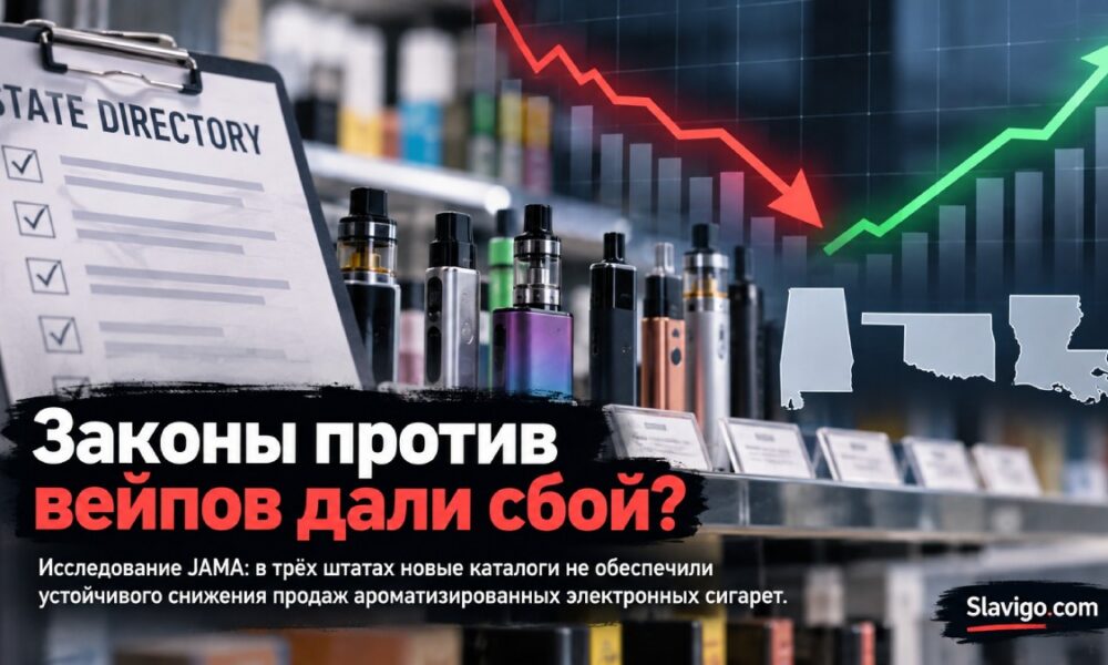 Реестры электронных сигарет не дали устойчивого снижения продаж в трёх штатах США