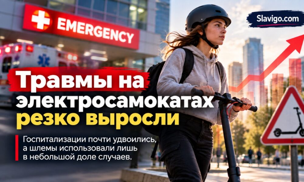Травмы на электросамокатах почти удвоились: шлемы использовали лишь в 12% госпитализаций