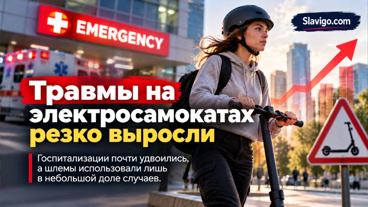 Травмы на электросамокатах почти удвоились: шлемы использовали лишь в 12% госпитализаций