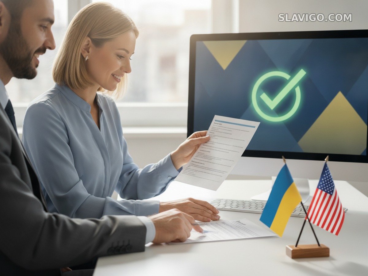 Украинский работник проверяет документы TPS и разрешение на работу в США