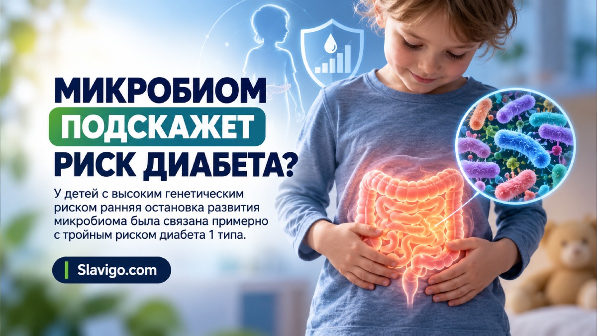 Раннее «застывание» микробиома связали с тройным риском диабета 1 типа у детей высокого риска