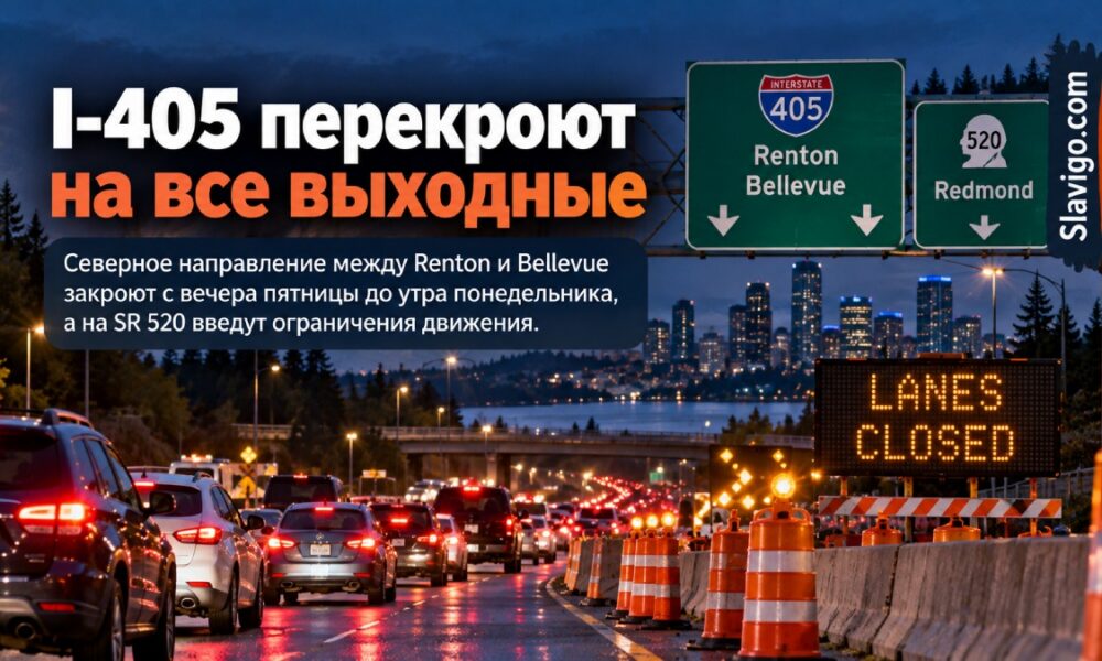 Северную I-405 между Renton и Bellevue полностью закроют на выходные