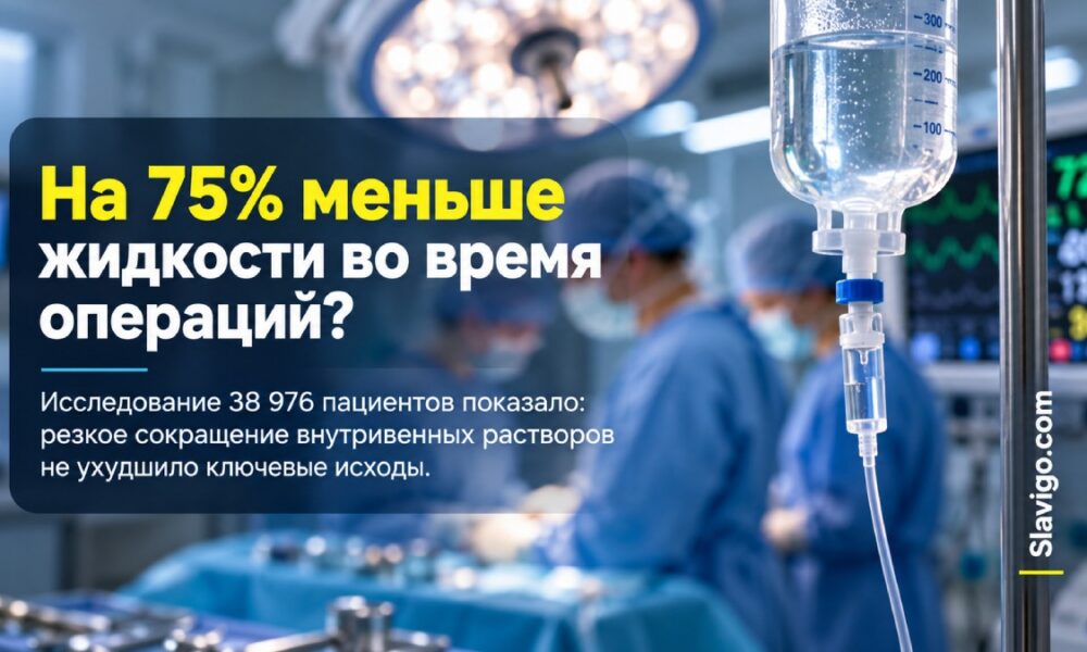 Инфузии во время операций сократили на 75% без роста осложнений в одном исследовании