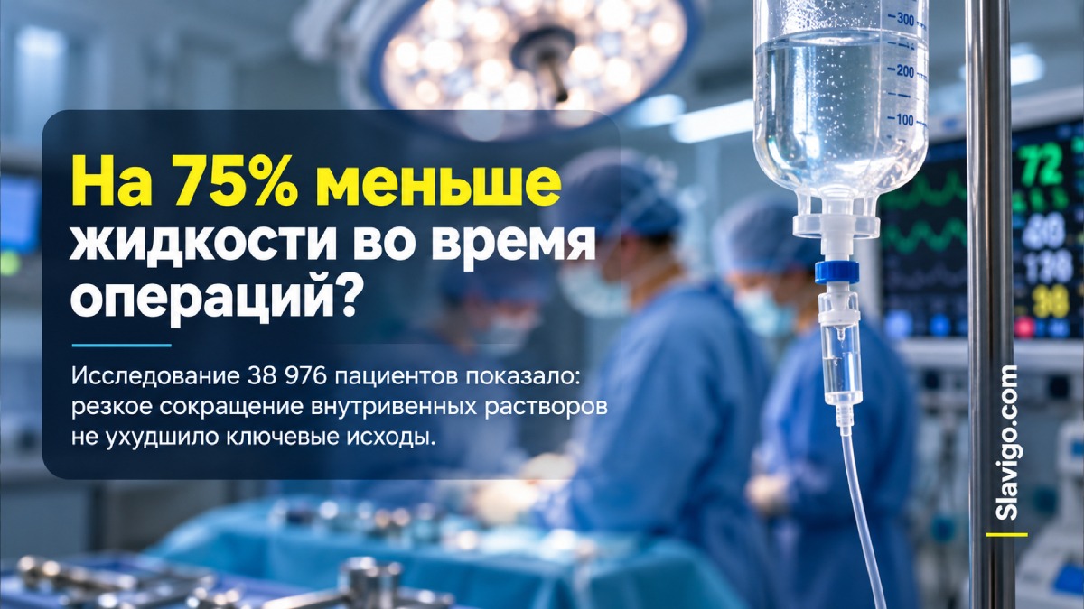 Инфузии во время операций сократили на 75% без роста осложнений в одном исследовании