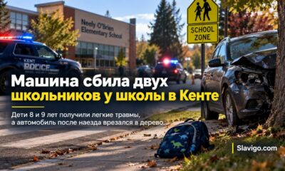 В Kent автомобиль сбил двух школьников и врезался в дерево