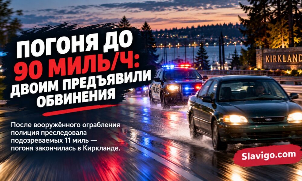 Двум мужчинам предъявили обвинения после вооружённого ограбления и погони до Kirkland