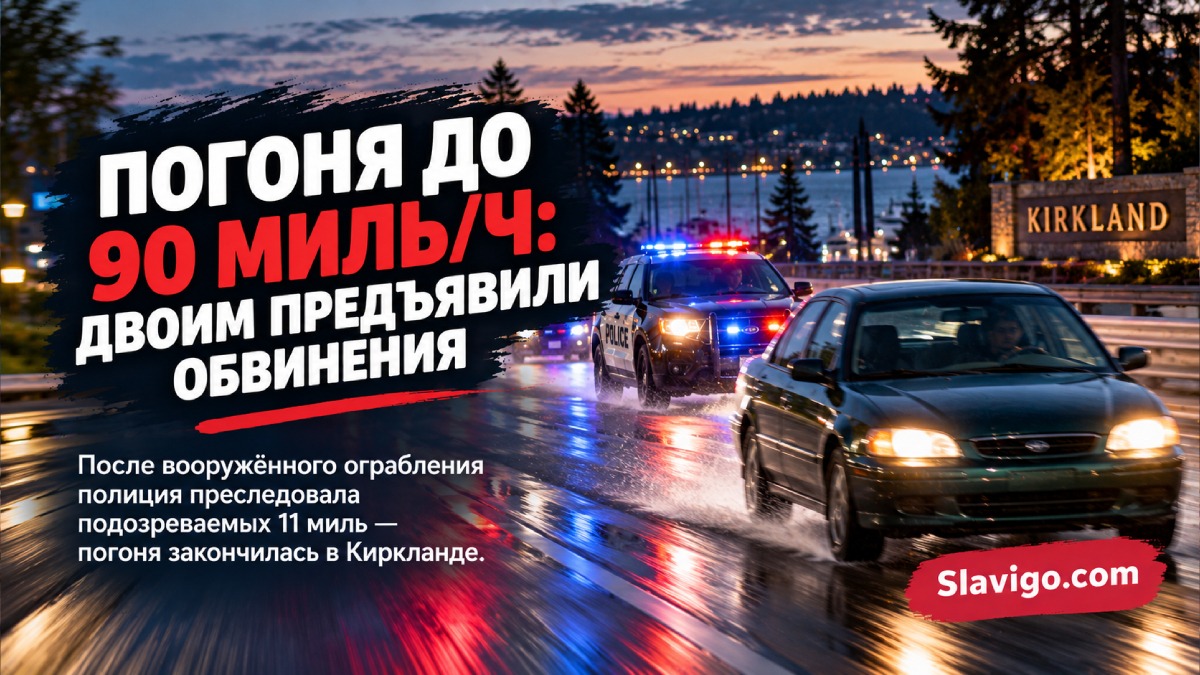 Двум мужчинам предъявили обвинения после вооружённого ограбления и погони до Kirkland
