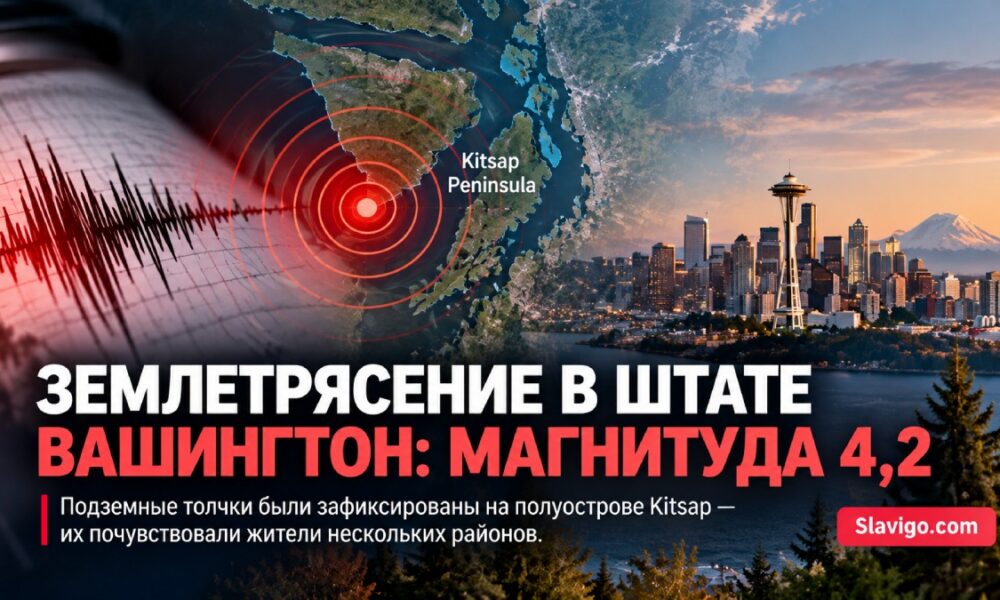 Землетрясение магнитудой 4,2 встряхнуло Kitsap Peninsula и Puget Sound