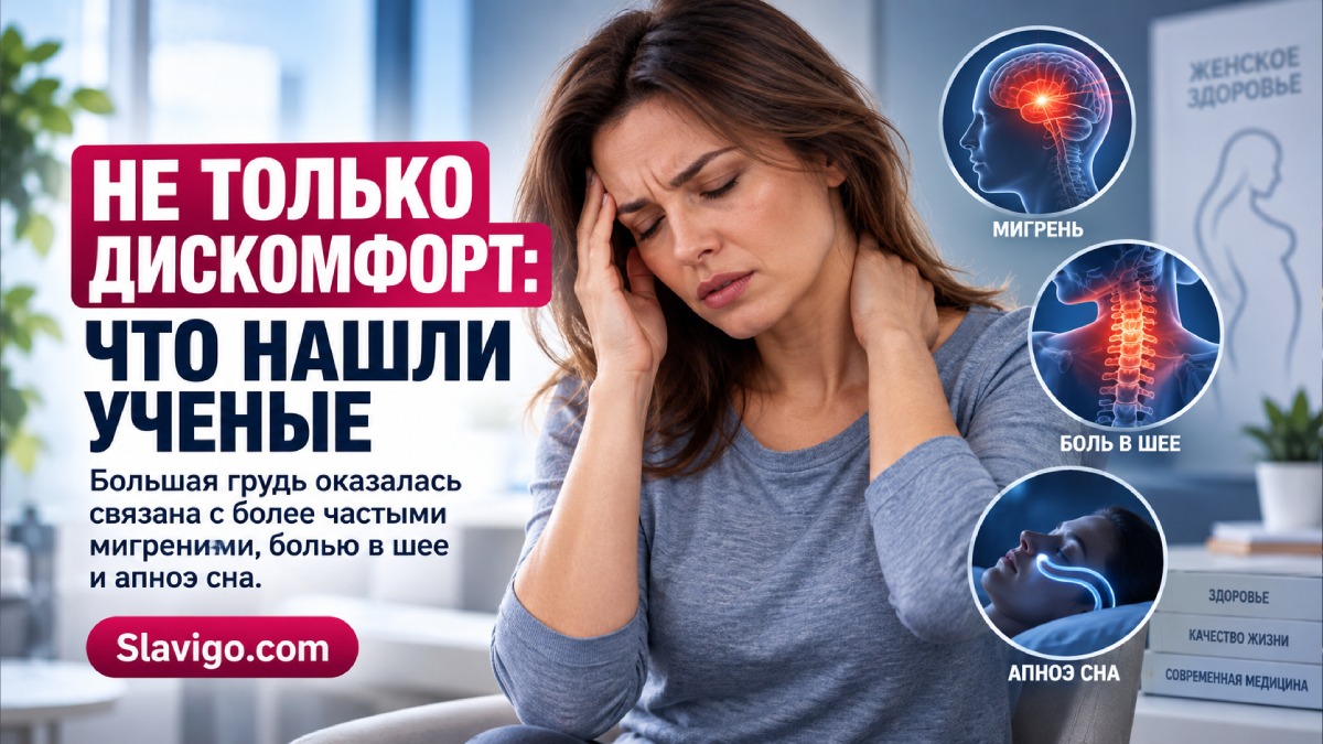 Макромастию связали с мигренью, болью в шее и апноэ сна у женщин