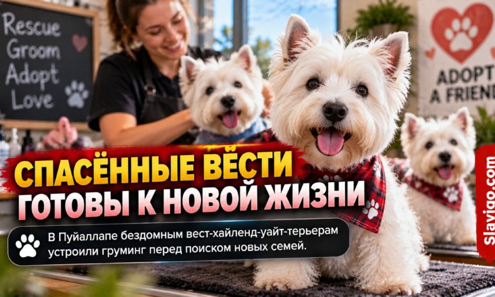 42 спасённых West Highland terriers подстригли и вымыли перед будущим устройством в семьи