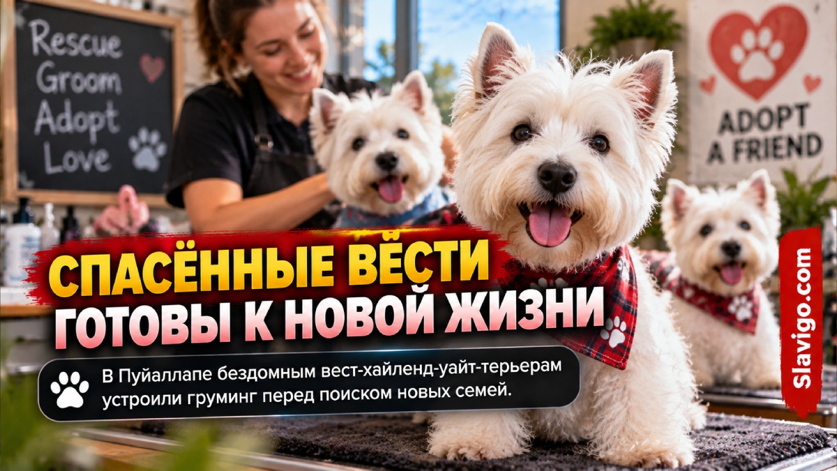 42 спасённых West Highland terriers подстригли и вымыли перед будущим устройством в семьи