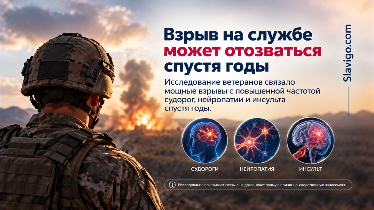 Взрывная травма у ветеранов связана с более высоким риском судорог, нейропатии и инсульта спустя годы