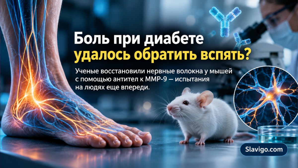 Антитела против MMP-9 восстановили нервные волокна при диабете — пока у мышей