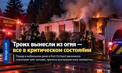 Три человека в критическом состоянии после пожара в мобильном доме под Port Orchard
