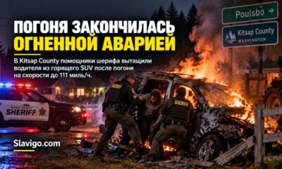 Deputies в Kitsap County вытащили водителя из горящего SUV после погони и аварии