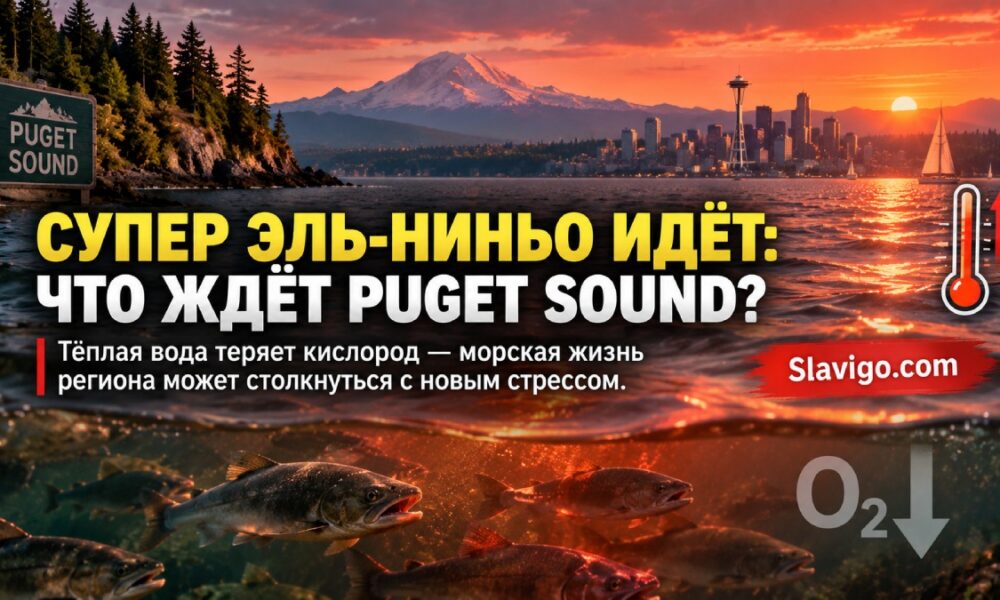 Воды Puget Sound остаются аномально тёплыми: сильный El Niño может усилить нагрузку на экосистему