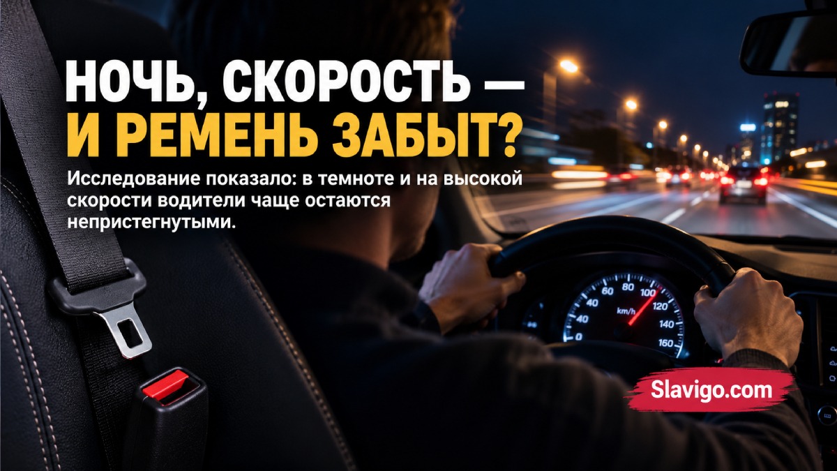 Ночью и на коротких поездках водители реже пристёгиваются — анализ 130 тысяч поездок