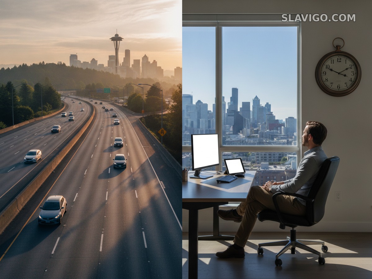 Средняя поездка на работу в Seattle стала короче на 2,5 минуты