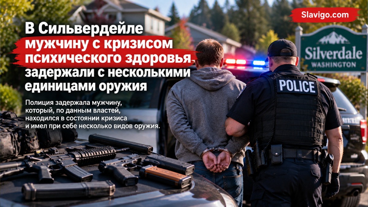 В Silverdale мужчину в кризисном состоянии задержали рядом с несколькими единицами оружия