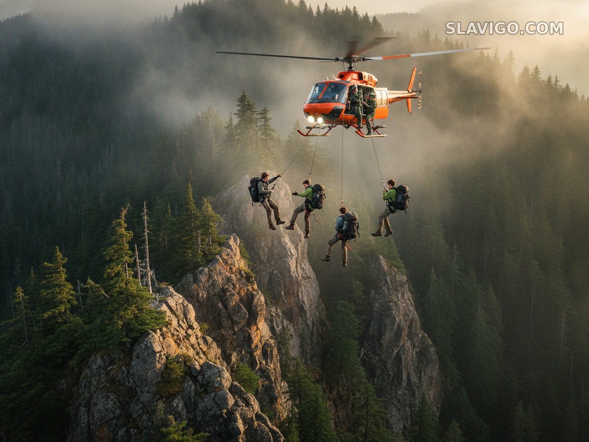 Вертолёт спас троих подростков с узкого горного гребня у Skykomish